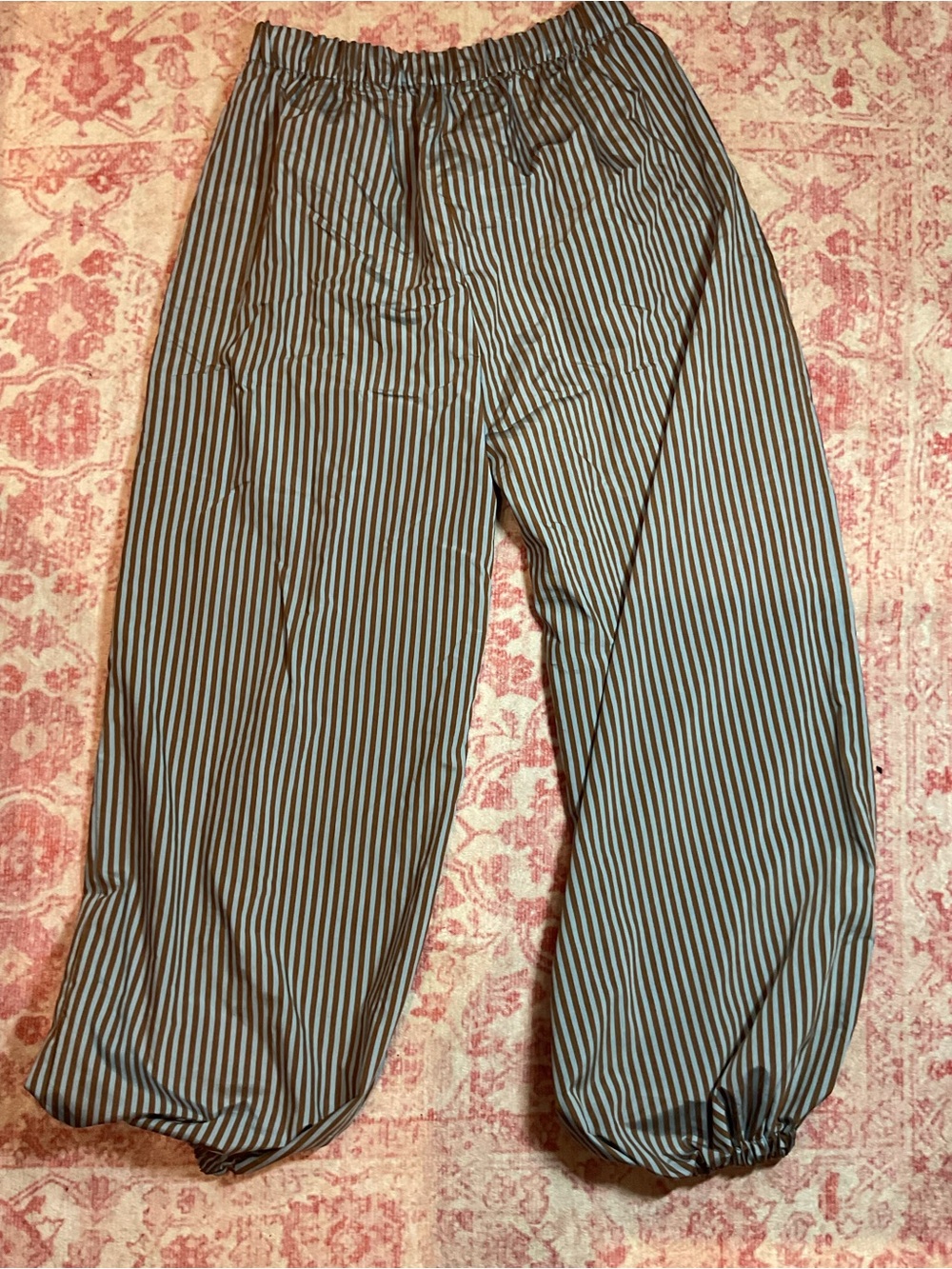 Zara Women Black and White Vertical-Stripe Jogger Pants - Picture 2 of 4